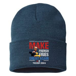 Donald Trump 2024 French Fry Make French Fries Great Again Sustainable Knit Beanie