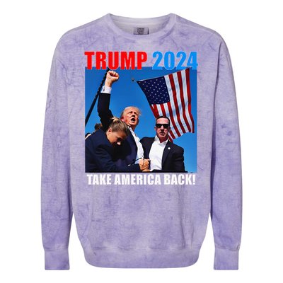 Donald Trump 2024 Take America Back American Flag Patriotic Colorblast Crewneck Sweatshirt