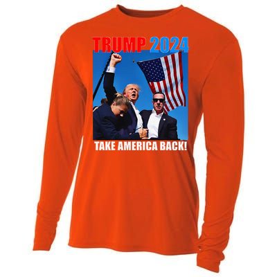 Donald Trump 2024 Take America Back American Flag Patriotic Cooling Performance Long Sleeve Crew