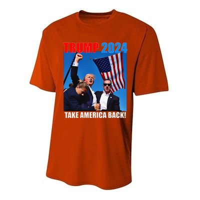 Donald Trump 2024 Take America Back American Flag Patriotic Performance Sprint T-Shirt