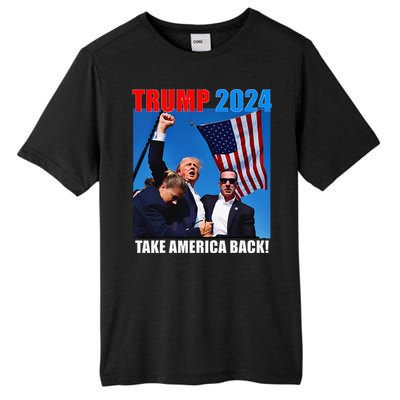 Donald Trump 2024 Take America Back American Flag Patriotic Tall Fusion ChromaSoft Performance T-Shirt