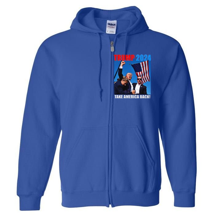 Donald Trump 2024 Take America Back American Flag Patriotic Full Zip Hoodie