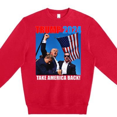 Donald Trump 2024 Take America Back American Flag Patriotic Premium Crewneck Sweatshirt