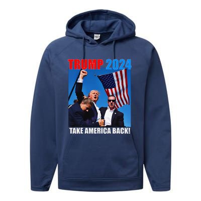 Donald Trump 2024 Take America Back American Flag Patriotic Performance Fleece Hoodie