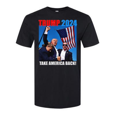 Donald Trump 2024 Take America Back American Flag Patriotic Softstyle CVC T-Shirt