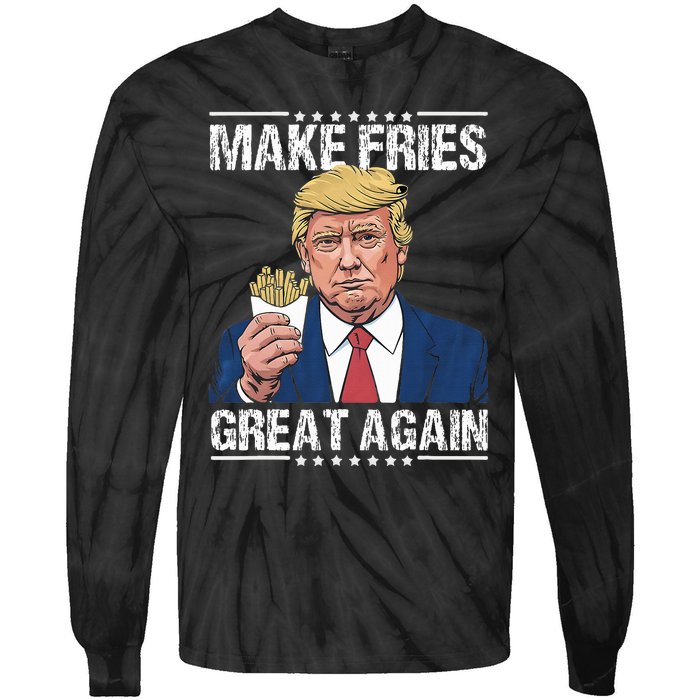 Donald Trump 2024 French Fry Make French Fries Great Again Tie-Dye Long Sleeve Shirt