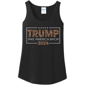 Donald Trump 2024 Take America Back Leopard Print Gift Ladies Essential Tank