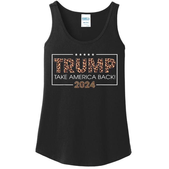 Donald Trump 2024 Take America Back Leopard Print Gift Ladies Essential Tank