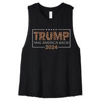 Donald Trump 2024 Take America Back Leopard Print Gift Women's Racerback Cropped Tank