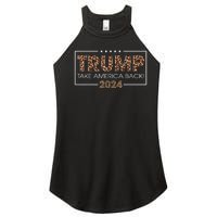 Donald Trump 2024 Take America Back Leopard Print Gift Women's Perfect Tri Rocker Tank