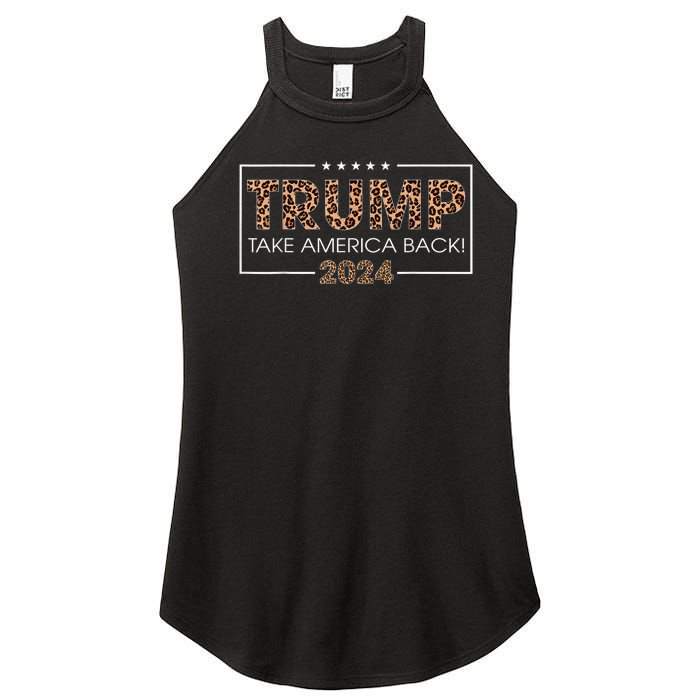 Donald Trump 2024 Take America Back Leopard Print Gift Women's Perfect Tri Rocker Tank