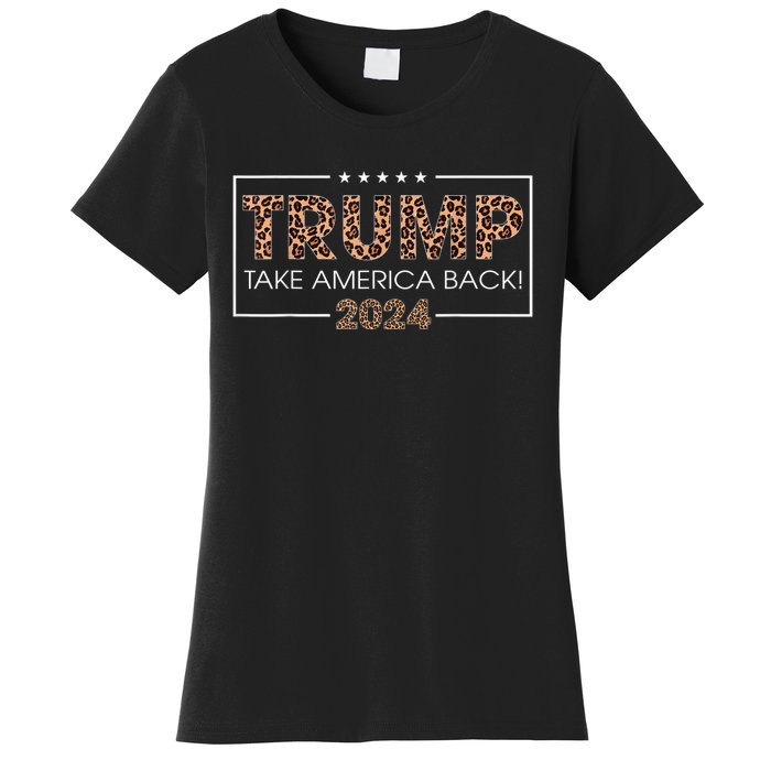 Donald Trump 2024 Take America Back Leopard Print Gift Women's T-Shirt