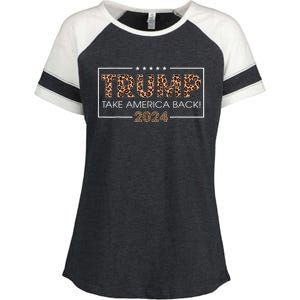 Donald Trump 2024 Take America Back Leopard Print Gift Enza Ladies Jersey Colorblock Tee