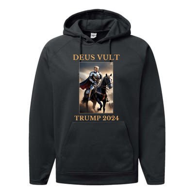 Donald Trump 2024 Deus Vult Performance Fleece Hoodie