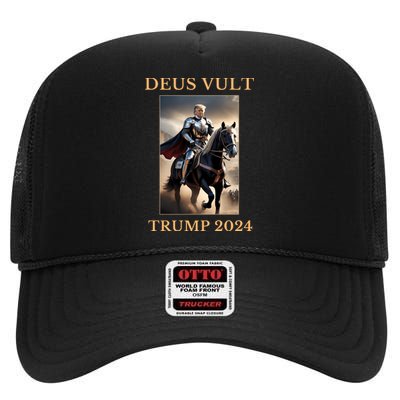 Donald Trump 2024 Deus Vult High Crown Mesh Back Trucker Hat