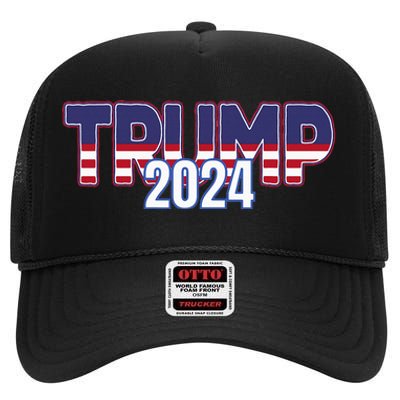 Donald Trump 2024 For President Conservative Republican High Crown Mesh Back Trucker Hat