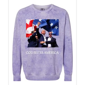 Donald Trump 2024 God Bless You God Bless America Colorblast Crewneck Sweatshirt