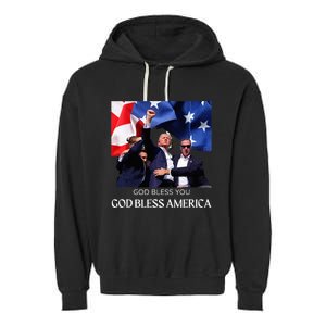 Donald Trump 2024 God Bless You God Bless America Garment-Dyed Fleece Hoodie