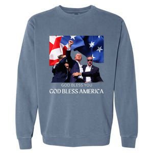 Donald Trump 2024 God Bless You God Bless America Garment-Dyed Sweatshirt