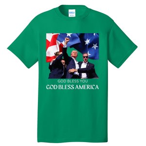 Donald Trump 2024 God Bless You God Bless America Tall T-Shirt