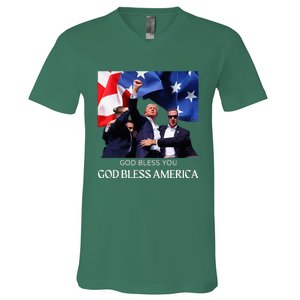 Donald Trump 2024 God Bless You God Bless America V-Neck T-Shirt