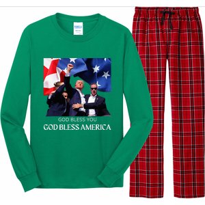 Donald Trump 2024 God Bless You God Bless America Long Sleeve Pajama Set