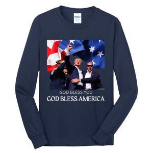 Donald Trump 2024 God Bless You God Bless America Tall Long Sleeve T-Shirt