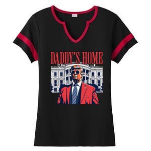 Donald Trump 2024 Take America Back Daddys Home Ladies Halftime Notch Neck Tee