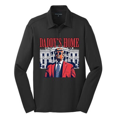 Donald Trump 2024 Take America Back Daddys Home Silk Touch Performance Long Sleeve Polo