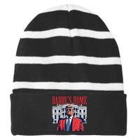 Donald Trump 2024 Take America Back Daddys Home Striped Beanie with Solid Band