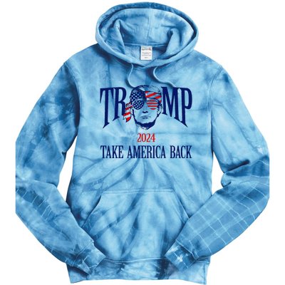 Donald Trump 2024 Take America Back American Flag Patriotic Tie Dye Hoodie