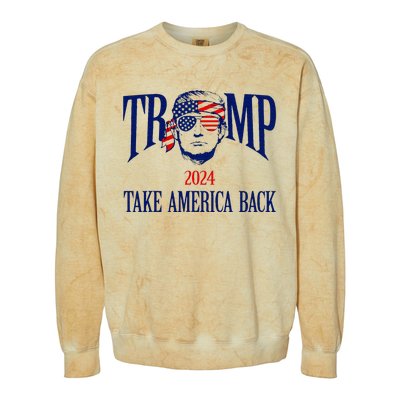 Donald Trump 2024 Take America Back American Flag Patriotic Colorblast Crewneck Sweatshirt