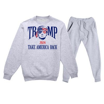 Donald Trump 2024 Take America Back American Flag Patriotic Premium Crewneck Sweatsuit Set