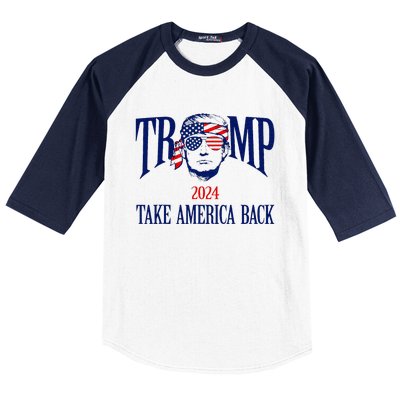 Donald Trump 2024 Take America Back American Flag Patriotic Baseball Sleeve Shirt