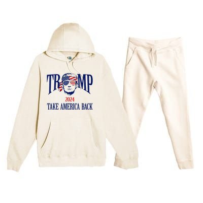 Donald Trump 2024 Take America Back American Flag Patriotic Premium Hooded Sweatsuit Set