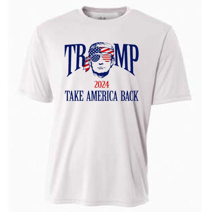 Donald Trump 2024 Take America Back American Flag Patriotic Cooling Performance Crew T-Shirt