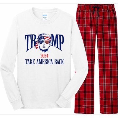 Donald Trump 2024 Take America Back American Flag Patriotic Long Sleeve Pajama Set