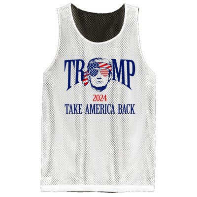 Donald Trump 2024 Take America Back American Flag Patriotic Mesh Reversible Basketball Jersey Tank