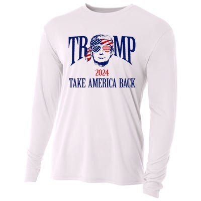 Donald Trump 2024 Take America Back American Flag Patriotic Cooling Performance Long Sleeve Crew