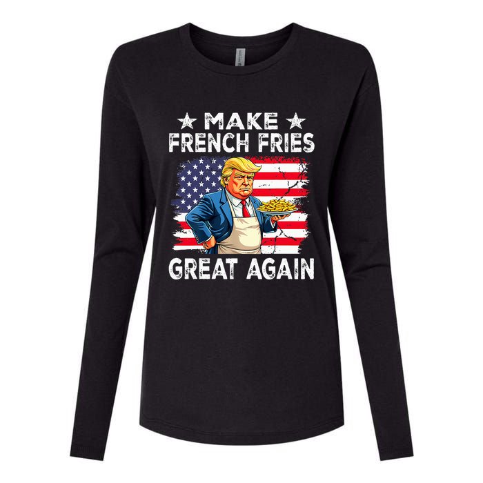 Donald Trump 2024 French Fry Make French Fries Great Again Womens Cotton Relaxed Long Sleeve T-Shirt