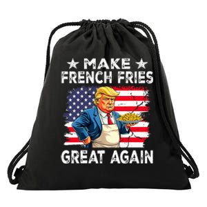 Donald Trump 2024 French Fry Make French Fries Great Again Drawstring Bag