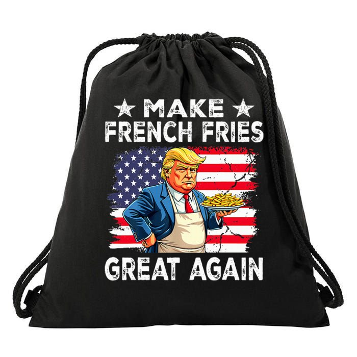 Donald Trump 2024 French Fry Make French Fries Great Again Drawstring Bag