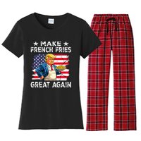 Donald Trump 2024 French Fry Make French Fries Great Again Women's Flannel Pajama Set