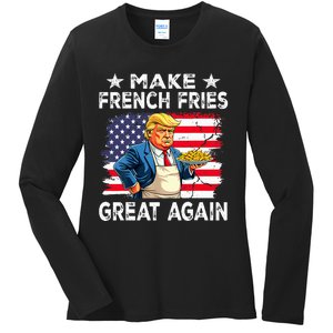 Donald Trump 2024 French Fry Make French Fries Great Again Ladies Long Sleeve Shirt