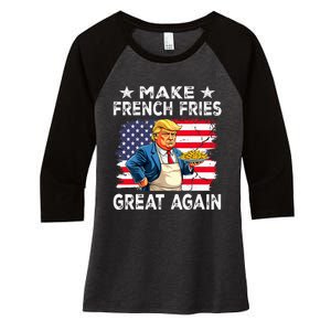 Donald Trump 2024 French Fry Make French Fries Great Again Women's Tri-Blend 3/4-Sleeve Raglan Shirt