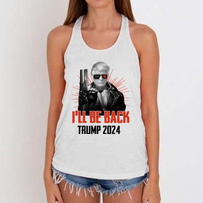 Donald Trump 2024 I'll Be Back Trumpinator I'll Be Back 2024 Women's Knotted Racerback Tank