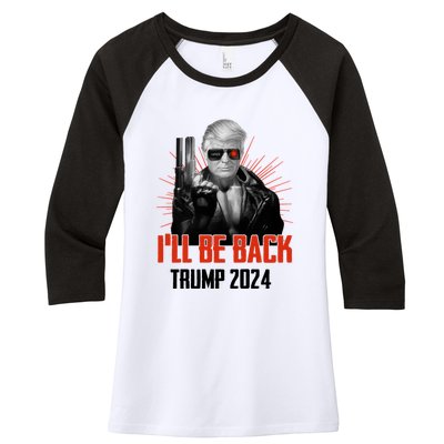 Donald Trump 2024 I'll Be Back Trumpinator I'll Be Back 2024 Women's Tri-Blend 3/4-Sleeve Raglan Shirt