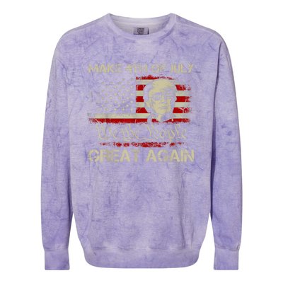 Donald Trump 2024 Make 4th Of July Great Again American Flag Colorblast Crewneck Sweatshirt