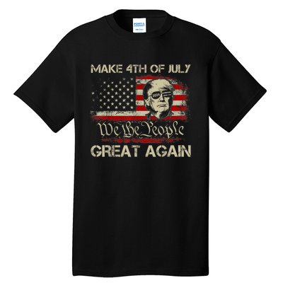 Donald Trump 2024 Make 4th Of July Great Again American Flag Tall T-Shirt