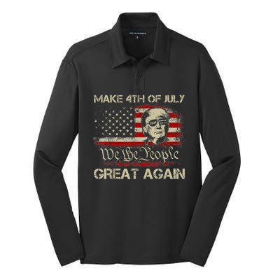 Donald Trump 2024 Make 4th Of July Great Again American Flag Silk Touch Performance Long Sleeve Polo